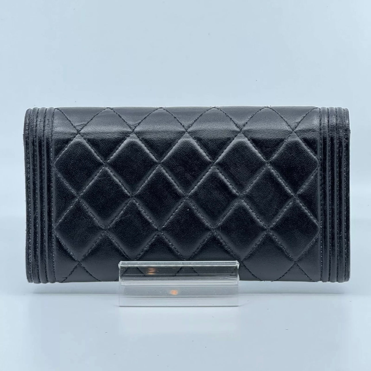 Boy Matelasse Flap long Wallet Black Lambskin