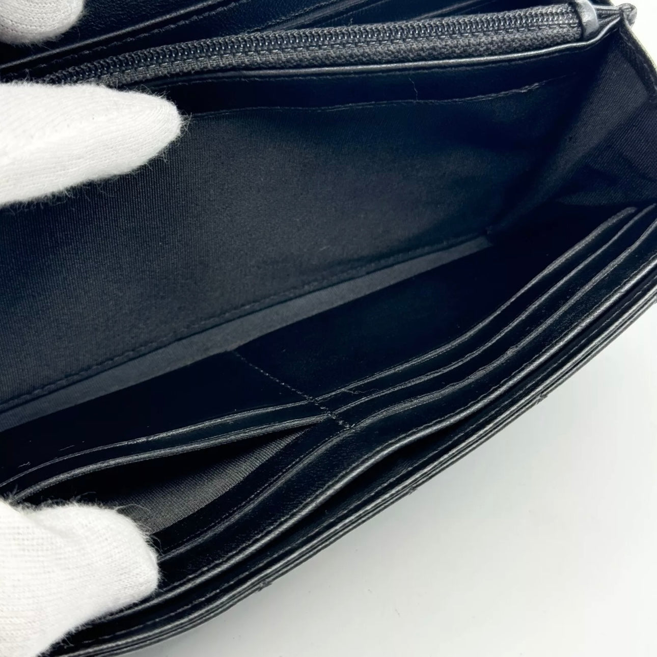 Boy Matelasse Flap long Wallet Black Lambskin