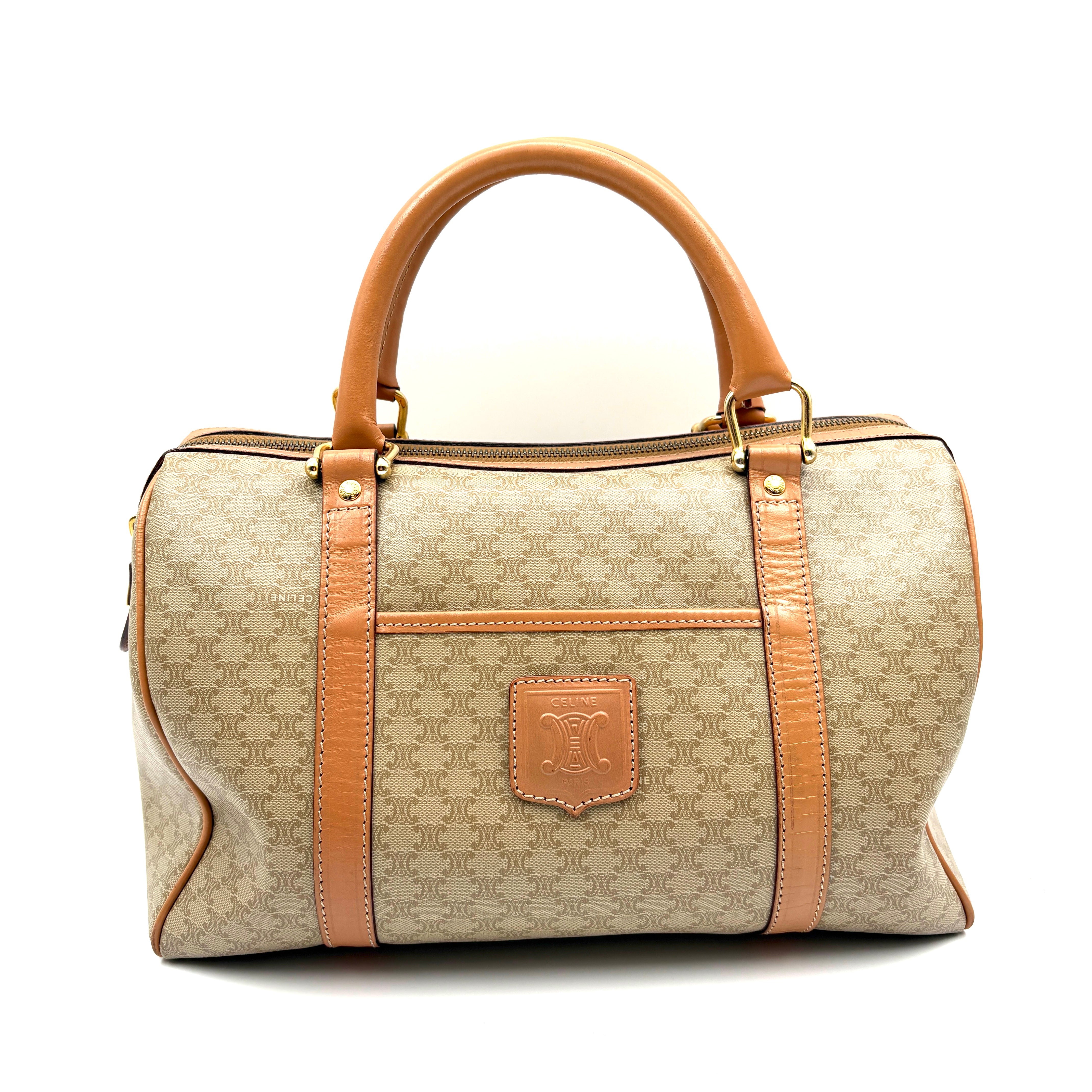 Handbag Mini Boston Bag Macadam Pattern Beige