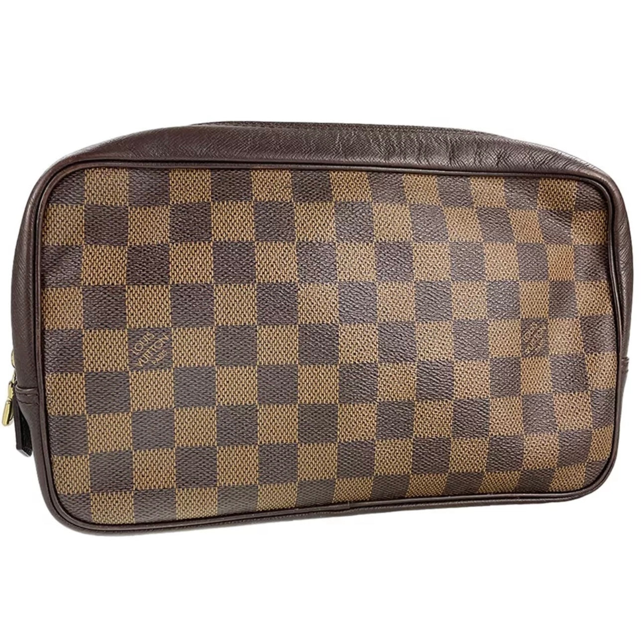 Louis Vuitton Damier Trousse Toilette Leather Coated Canvas Brown Pouch