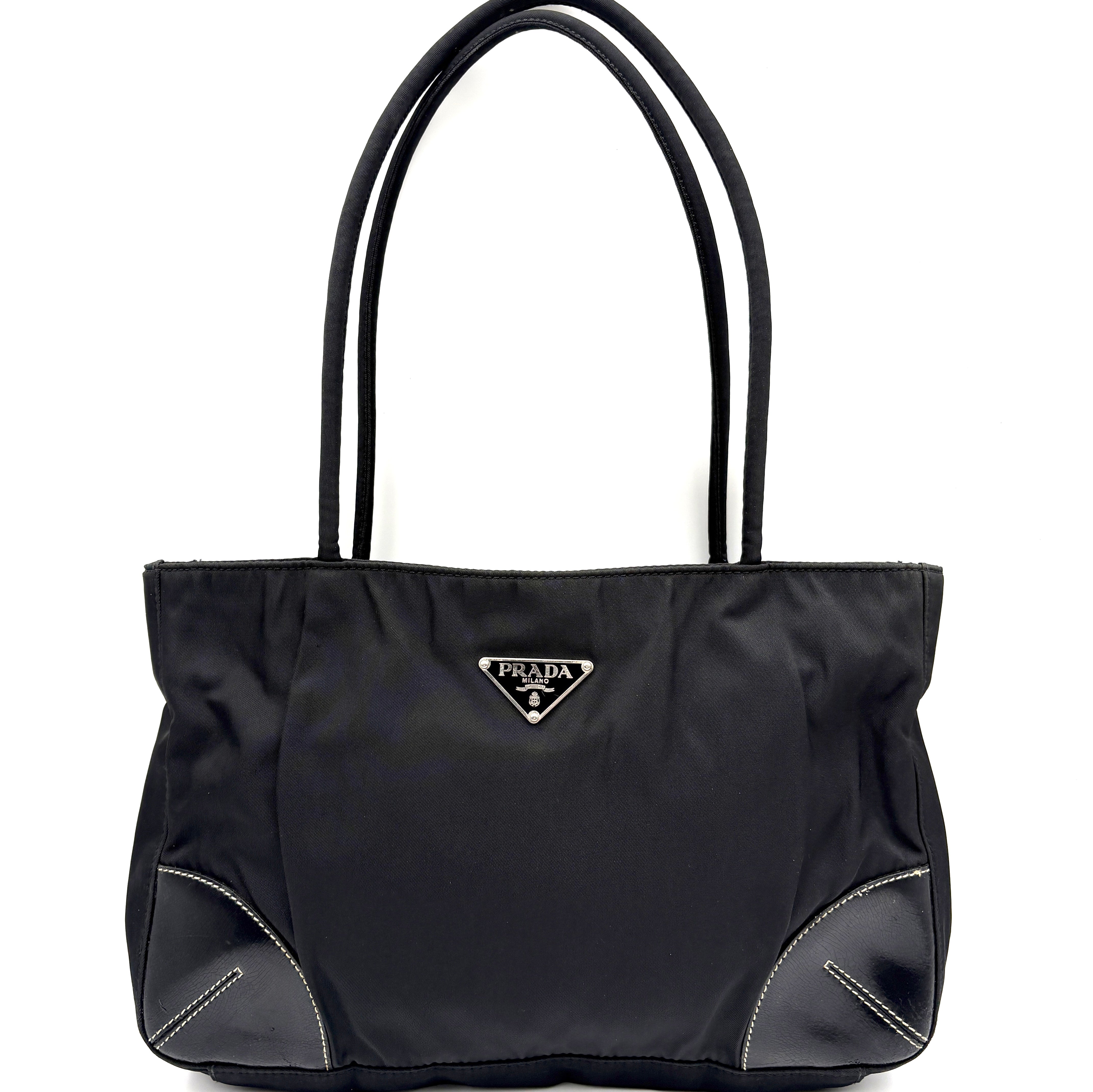 Prada Triangle Tote Shoulder Bag Nylon