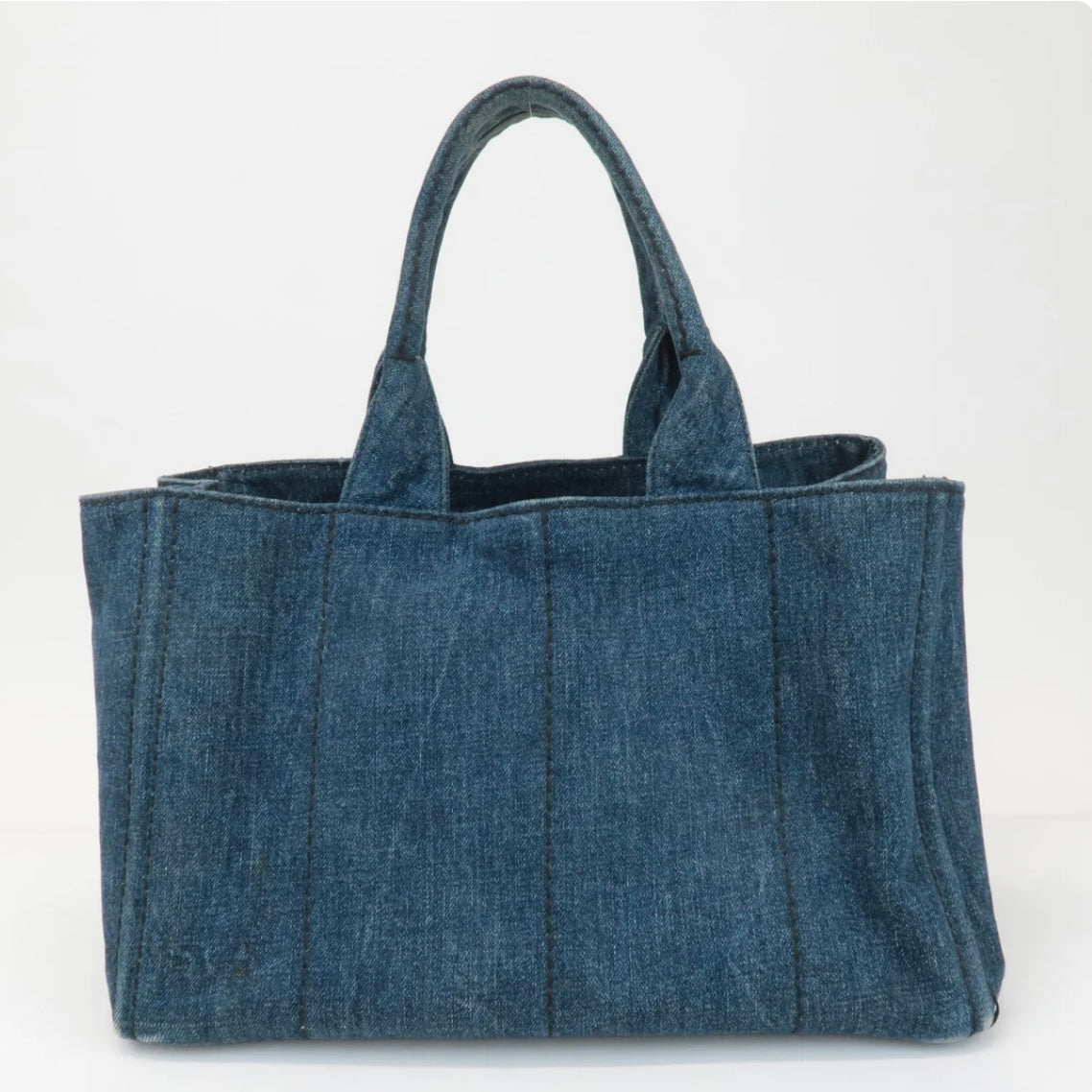 Prada Canapa Large Canvas Tote Bag Hand Bag Denim Blue