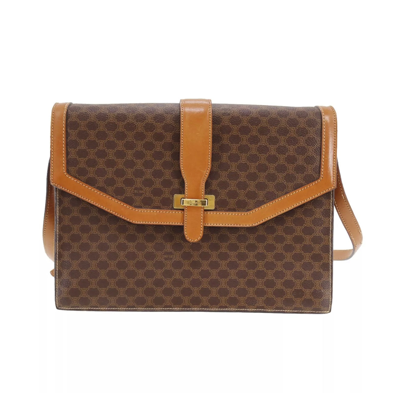 Macadam Pattern Shoulder Bag & Pouch Brown