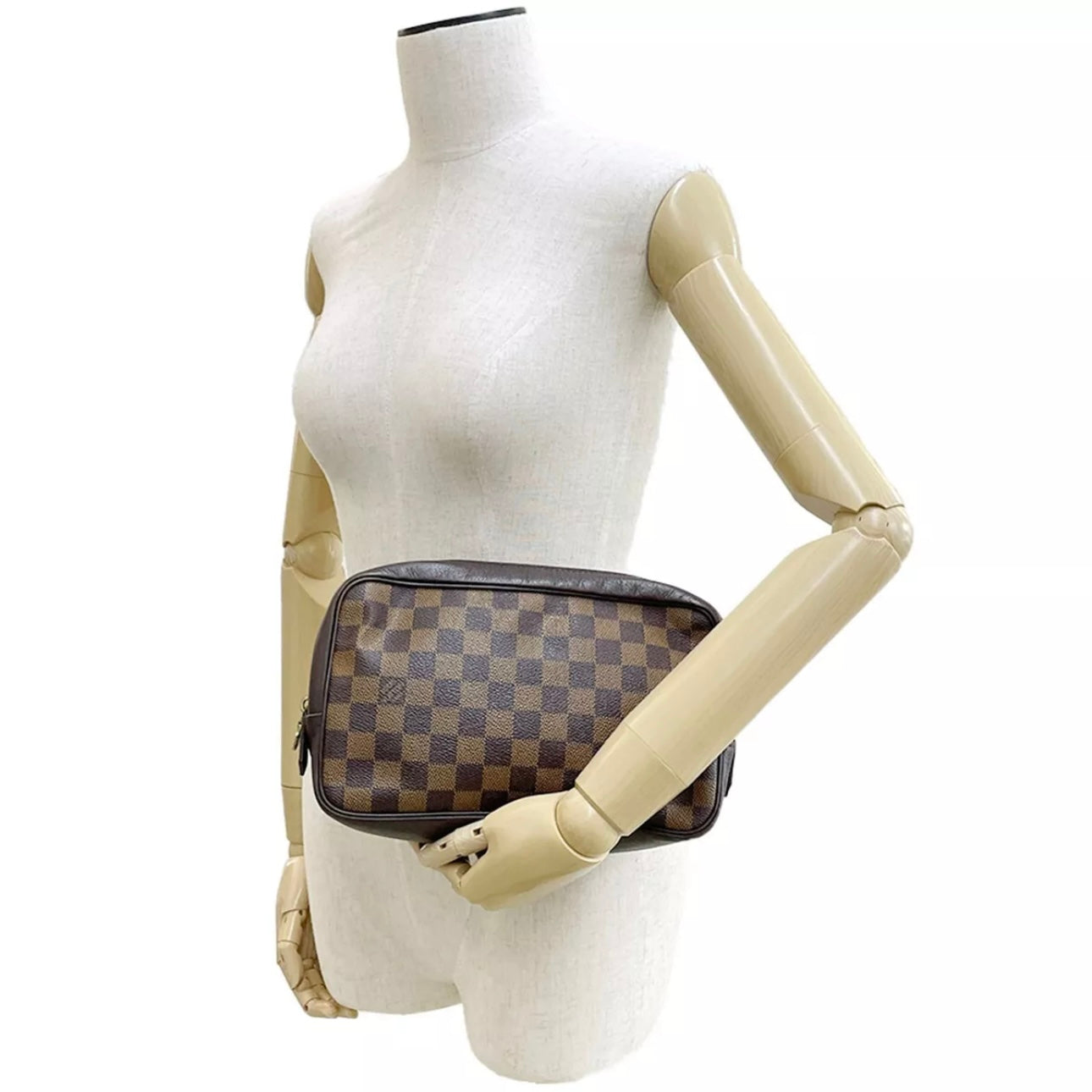 Louis Vuitton Damier Trousse Toilette Leather Coated Canvas Brown Pouch